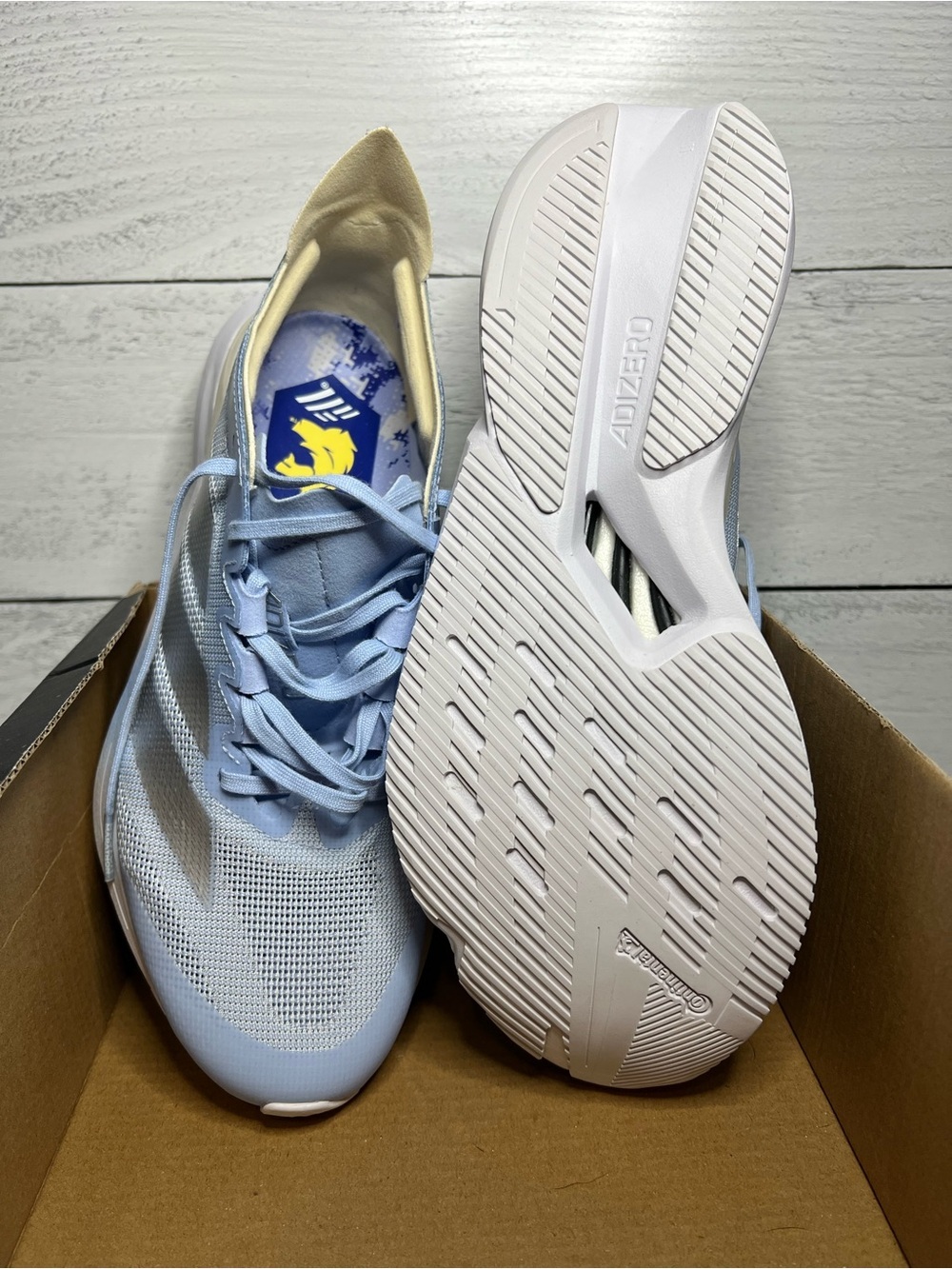 adidas Women's adizero Running Shoe in Light Blue and Cream - Picture 3 of 4